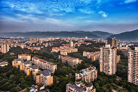 公寓意境俯瞰城市背景