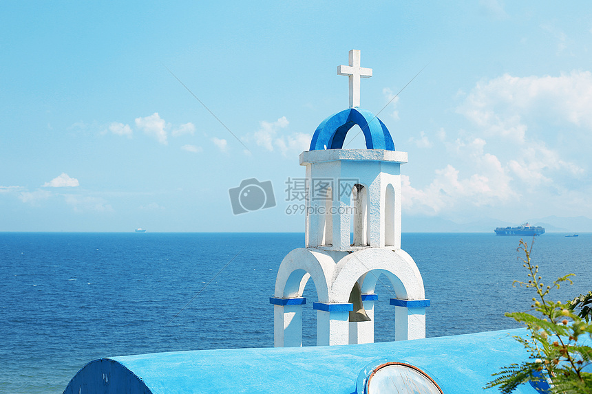 希腊爱琴海的教堂图片