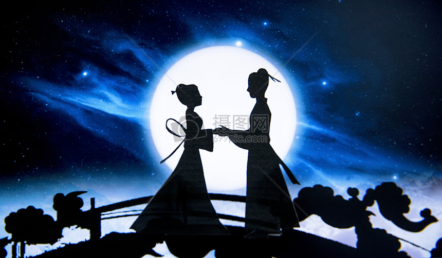 浪漫七夕牛郎织女创意剪纸图片素材_免费下载_jpg图片格式_VRF高清图片500561816_摄图网