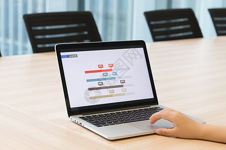 会议室使用笔记本电脑特写图片