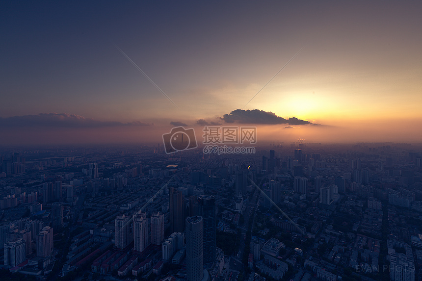 天津日落城市风光美景图片