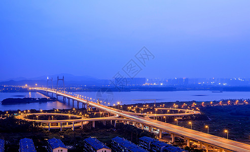 公路桥梁长沙三汊矶大桥夜色背景