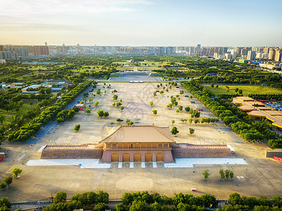 长安广场鸟瞰大明宫背景