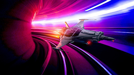 宇宙飞船穿越时空隧道背景图片