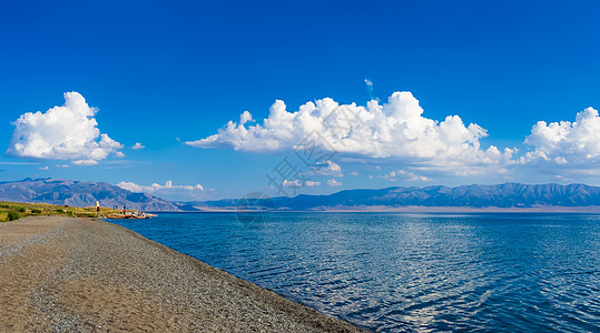 名胜新疆赛里木湖蓝天湖泊美景背景