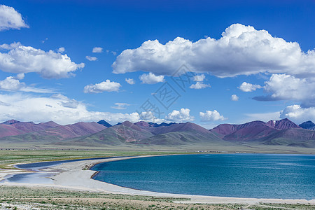 青藏高原雪山青藏高原纳木措圣湖自然风光美景背景