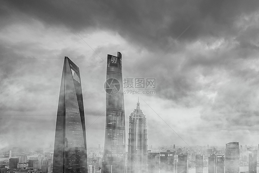 雾霾下的上海图片