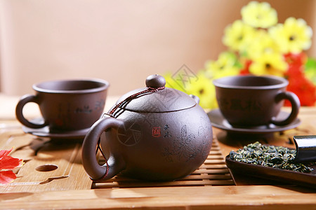 紫砂茶具陶瓷碗彩釉高清图片