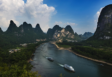 科技蓝天白云漓江晚歌背景