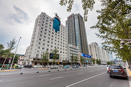 五星酒店天津建筑城市街景背景