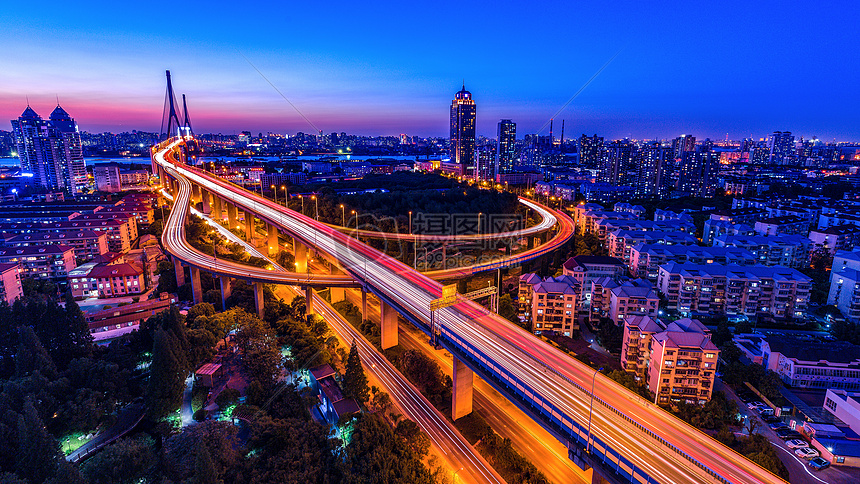 上海杨浦大桥夜景图片