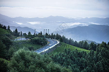 盘山路风景宁海东海云顶日出风景背景