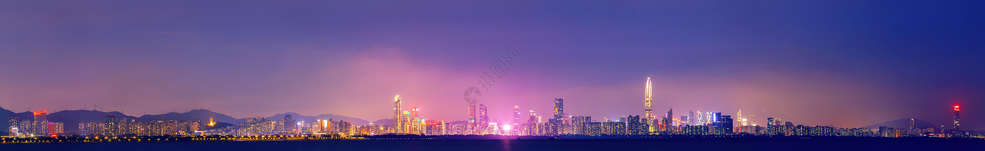 深圳建筑夜景城市地平线夜景风光背景