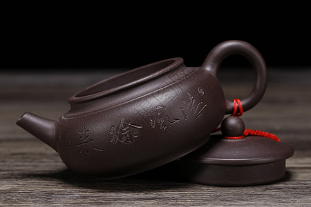 紫砂壶茶具餐具平铺高清图片