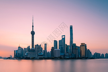 外滩建筑群傍晚时分的上海外滩东方明珠背景