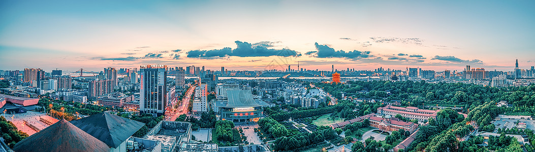 武汉地标建筑武汉城市风光全景长江主轴背景