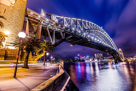 悉尼旅游夜幕下的悉尼大桥背景