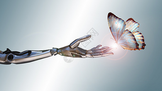 蝴蝶翅膀机械手臂与蝴蝶设计图片