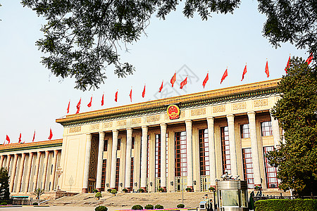 红旗背景人民大会堂背景