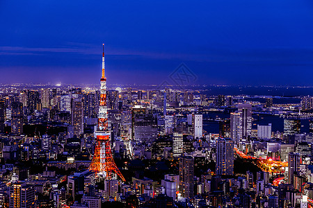 夜景埃菲尔铁塔日本东京梦幻夜景背景