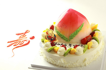 简单生日蛋糕寿桃寿比南山祝寿蛋糕背景
