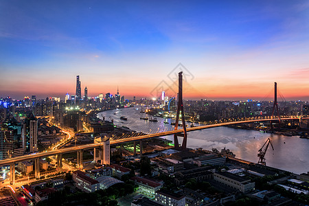 黄浦江游轮杨浦大桥夜色背景