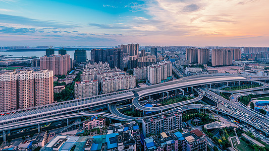 武汉城市风景珞狮路立交桥全景图片