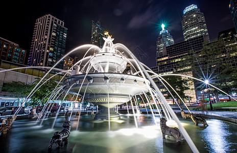 夜景街拍多伦多夜景喷泉背景