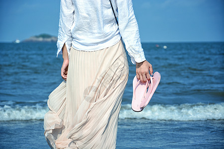 海滩爱情海边女性人物背影背景