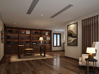 中式风格书房室内设计效果图图片