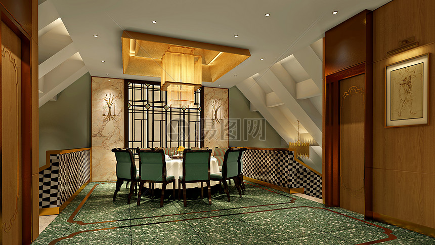 新中式风格餐厅室内设计效果图图片
