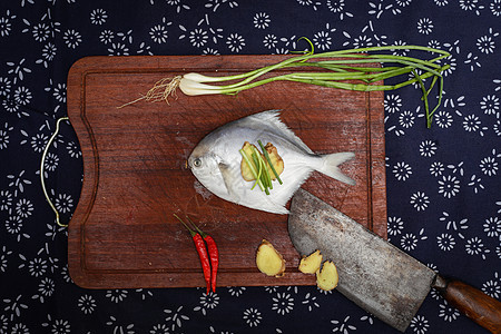 农家乐新鲜鲳鱼背景图片