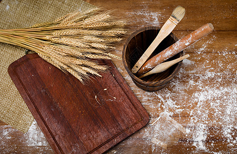 面粉桌面小麦和面粉背景