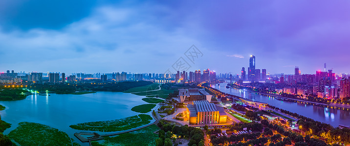 城市夜景武汉汉阳月湖风景区全貌接片图背景