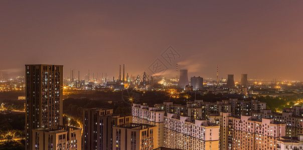 工厂房城市建筑夜景美图背景