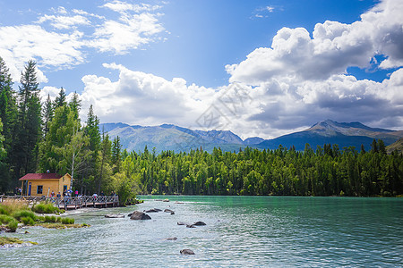 草原小屋新疆喀拉斯湖景区美图背景