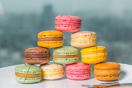 五彩马卡龙法国甜品高清图片