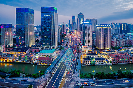 万达商业武汉城市夜景楚河汉街背景