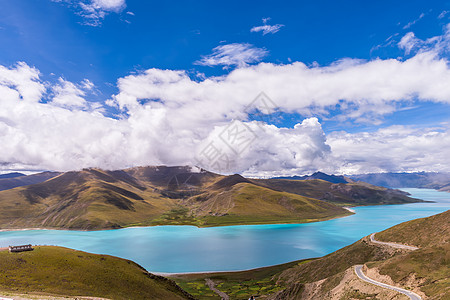 户外登山羊卓雍措湖背景