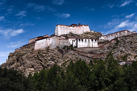 江孜古堡寺庙红河谷高清图片