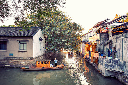 小樽运河水乡风光背景