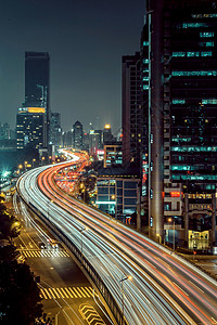 上海夜景延安高架路高清图片