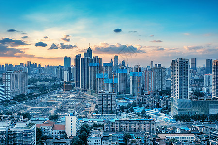 协和医院武汉新华路黄昏街景背景