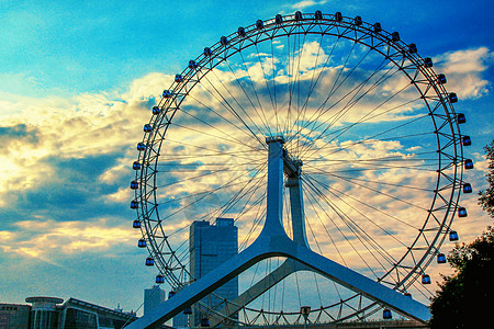 天津旅游景点天津之眼摩天轮背景