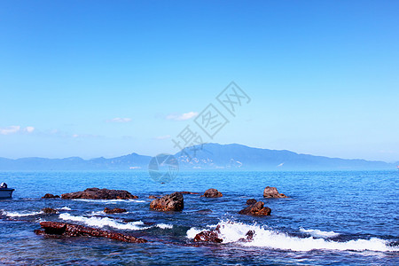 礁石深圳大鹏蓝色的海景背景