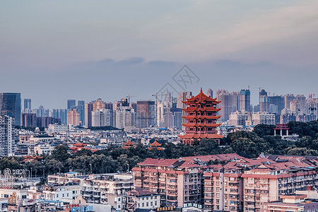 诗词武汉傍晚黄鹤楼背景