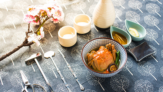 养生食补传统秋天美食大闸蟹背景