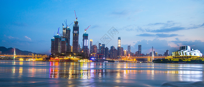 城市河流码头重庆朝天门码头夜景全景背景