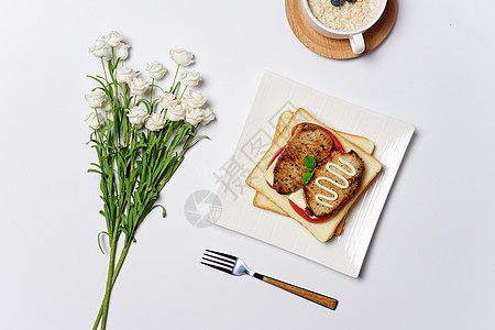 早餐三明治摆盘素材图片