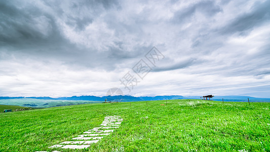 气象云新疆喀拉峻大草原背景